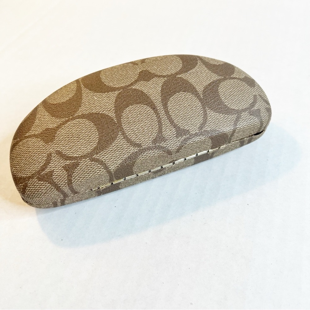 Coach hard shell sunglasses glasses case clamshell signature brown coach print